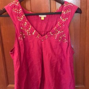 Anthro fuschia summer top w gold, Leifsdottir sz 0